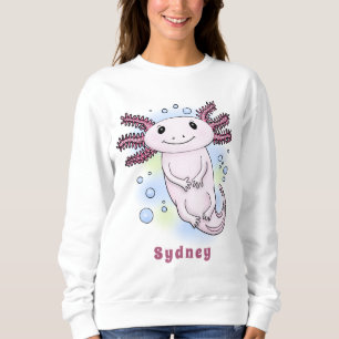 Adorable pink axolotl cartoon sweatshirt