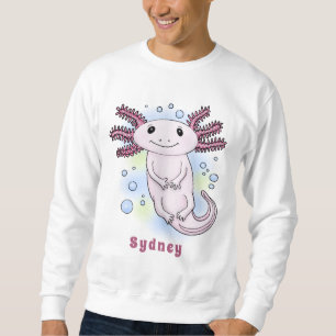 Adorable pink axolotl cartoon sweatshirt