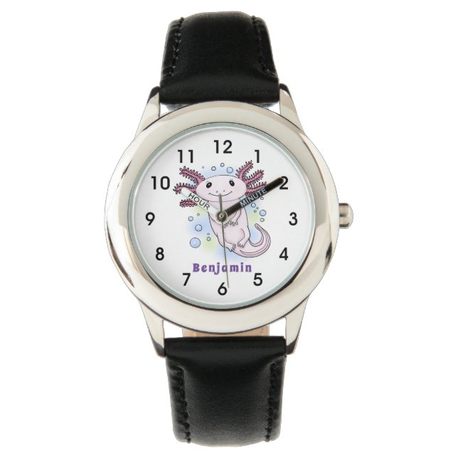 Adorable pink axolotl cartoon watch (Front)