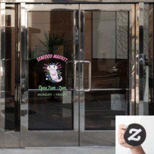 Adorable pink axolotl cartoon window cling