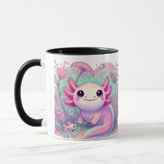Adorable Pink Axolotl Cute Kawaii Creature Mug