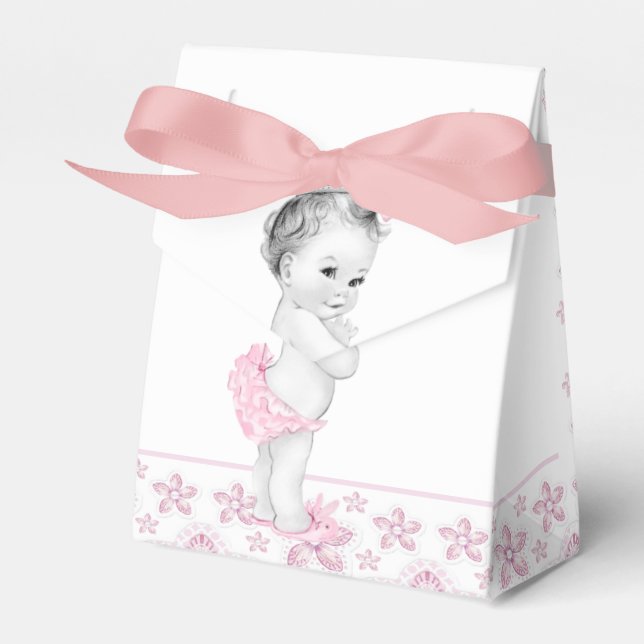 Adorable Pink Baby Shower Favour Boxes (Front Side)