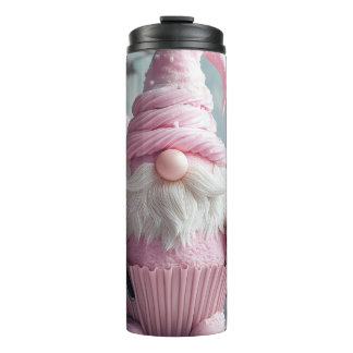 Adorable Pink Baking Gnome Cupcake Thermal Tumbler