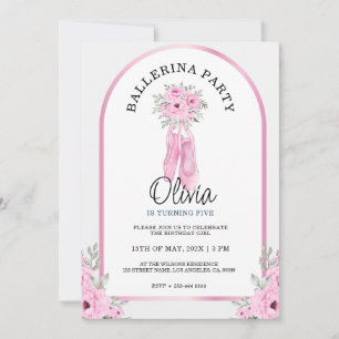 Adorable Pink Ballerina Party Invitation