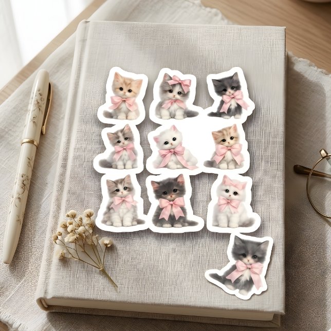 Adorable Pink Bow Kittens Cute Cat Lover's  (Creator Uploaded)