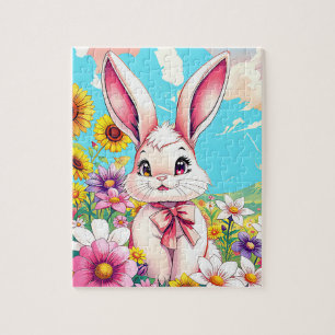 Adorable pink bunny children's jigsaw puzzle