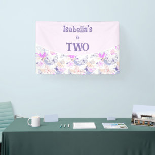 Adorable Pink Butterfly Birthday Banner for Girls