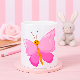 Adorable Pink Cartoon Butterfly  Coffee Mug
