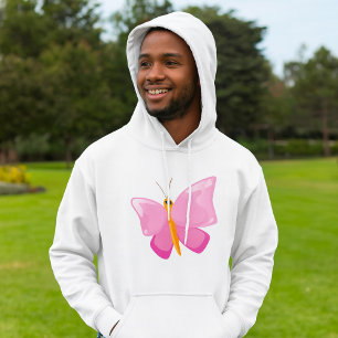 Adorable Pink Cartoon Butterfly  Hoodie