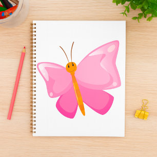 Adorable Pink Cartoon Butterfly  Planner