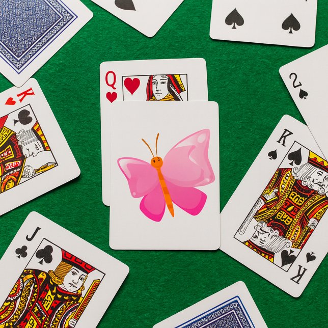 Adorable Pink Cartoon Butterfly  Playing Cards (Creator Uploaded)