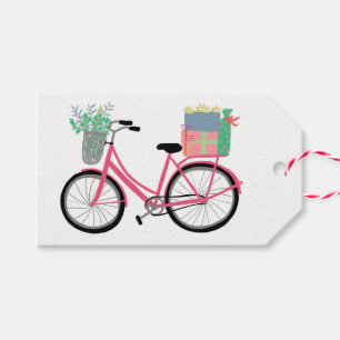 Adorable Pink Christmas Bicycle Holiday Xmas Cute  Gift Tags