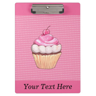 Adorable Pink Cupcake with Cherry Clipboard
