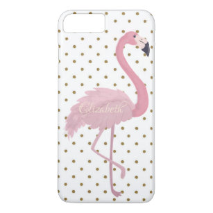 Adorable Pink Flamingo, Polka Dots-Personalised Case-Mate iPhone Case