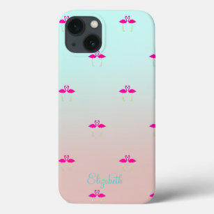 Adorable Pink Flamingos In Love-Personalised Case-Mate iPhone Case