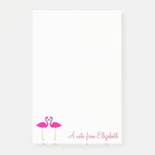 Adorable Pink Flamingos In Love-Personalised Post-it Notes