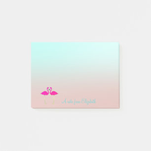 Adorable Pink Flamingos In Love-Personalised Post-it Notes