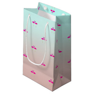 Adorable Pink Flamingos In Love Small Gift Bag