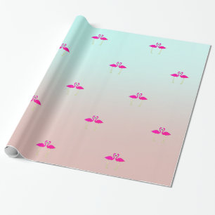 Adorable Pink Flamingos In Love Wrapping Paper