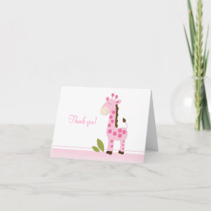 Adorable Pink Giraffe Folded Thank you notes
