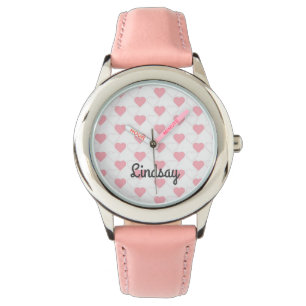 Adorable Pink Hearts Pattern Children's Watch