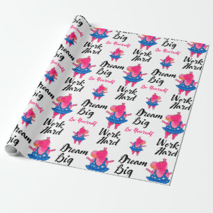 Adorable pink hippo ballerina wrapping paper