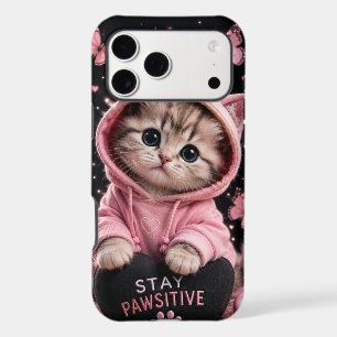 Adorable Pink Hoodie Kitten Phone Case
