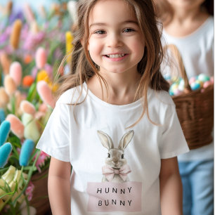Adorable Pink Hunny Bunny Kids Easter T-Shirt