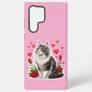 Adorable Pink Kitten Samsung Galaxy S22 Ultra Phon Case