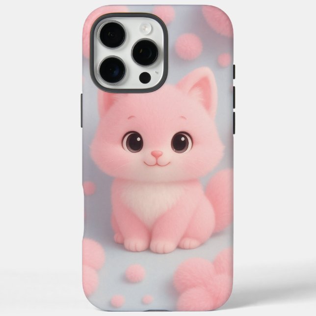 Adorable Pink Kitten with Fluffy Pom-Poms Case-Mate iPhone Case (Back)