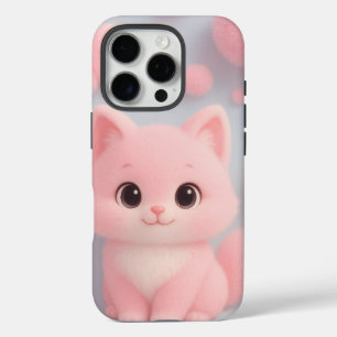 Adorable Pink Kitten with Fluffy Pom-Poms iPhone 16 Pro Case