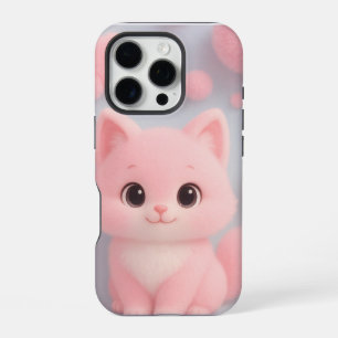Adorable Pink Kitten with Fluffy Pom-Poms iPhone 16 Pro Case