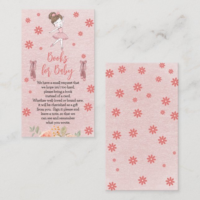 Adorable Pink Little Ballerina Tutu Girl Baby Show Enclosure Card (Front/Back)