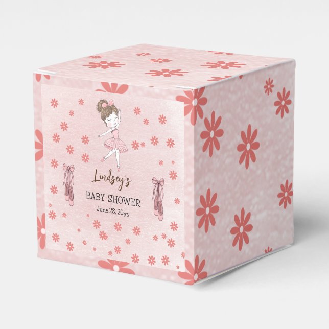 Adorable Pink Little Ballerina Tutu Girl Baby Show Favour Box (Front Side)