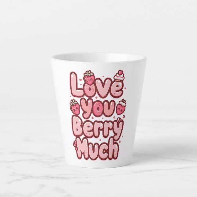Adorable Pink "Love You" for Foodies Latte Mug (Front)