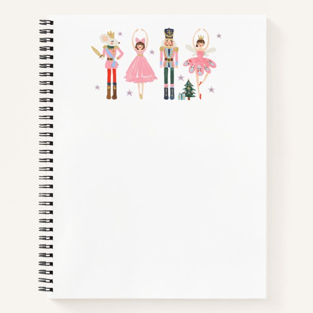 Adorable Pink Nutcracker Christmas Holiday Notebook (Front)