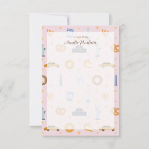 Adorable Pink NYC-Themed Personalised Name Card
