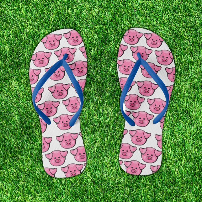 Adorable Pink Piggy Parade Cute Flip Flops (Creator Uploaded)