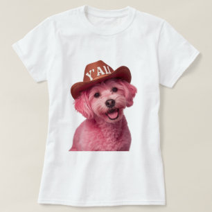 Adorable pink poodle in a Western style hat, blend T-Shirt