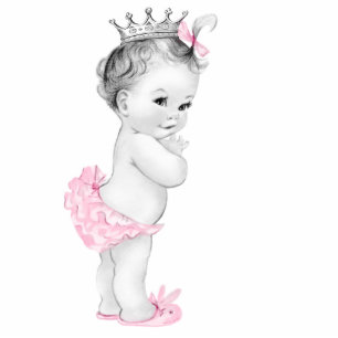 Adorable Pink Princess Baby Girl Shower Standing Photo Sculpture