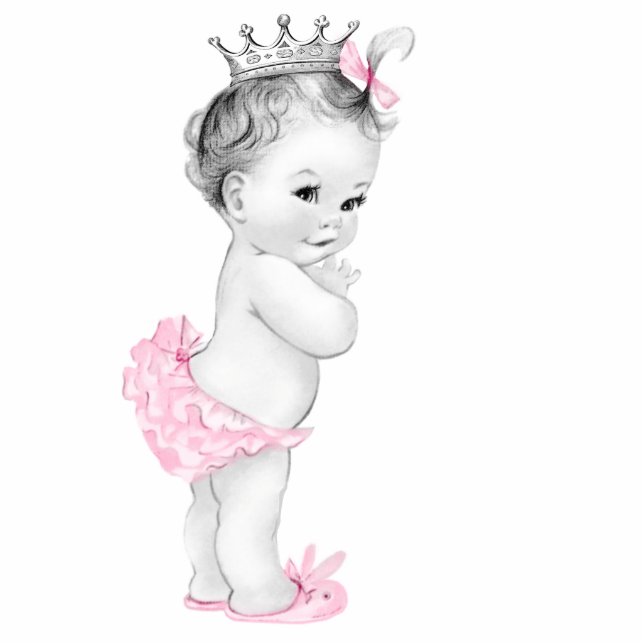 Adorable Pink Princess Baby Girl Shower Standing Photo Sculpture (Front)