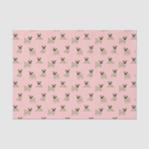 Adorable Pink Pug Puppies Pattern Tissue Paper