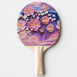 Adorable Pink Purple Pastel Floral Cutout Pattern Ping Pong Paddle