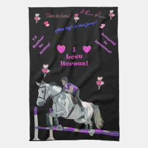 Adorable Pink & Purple Themed Horse American MoJo Tea Towel