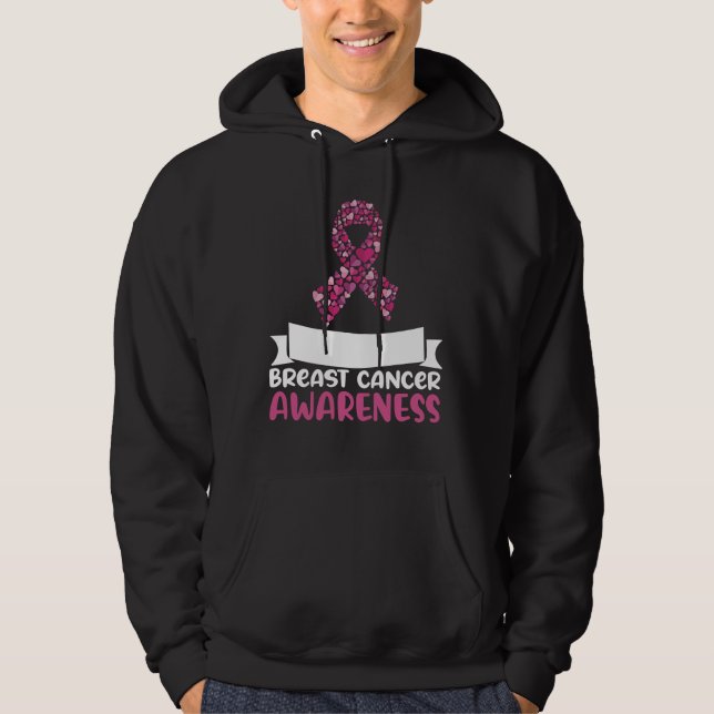 Adorable Pink Ribbon Breast Cancer Awareness Women Hoodie (Front)