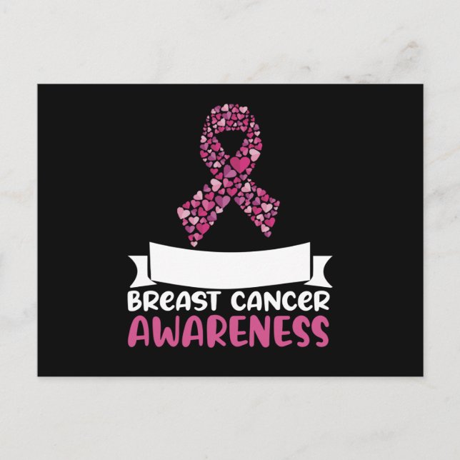 Adorable Pink Ribbon Breast Cancer Awareness Women Postcard (Front)