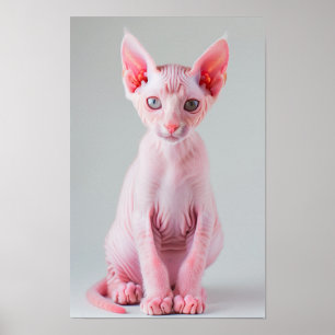 Adorable Pink Sphynx Cat Poster