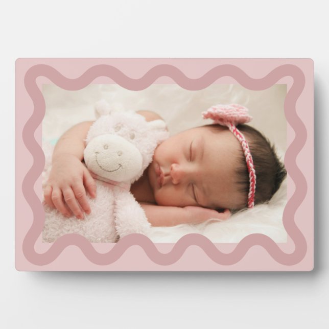 Adorable Pink Squiggly Photo Plaque (Front)