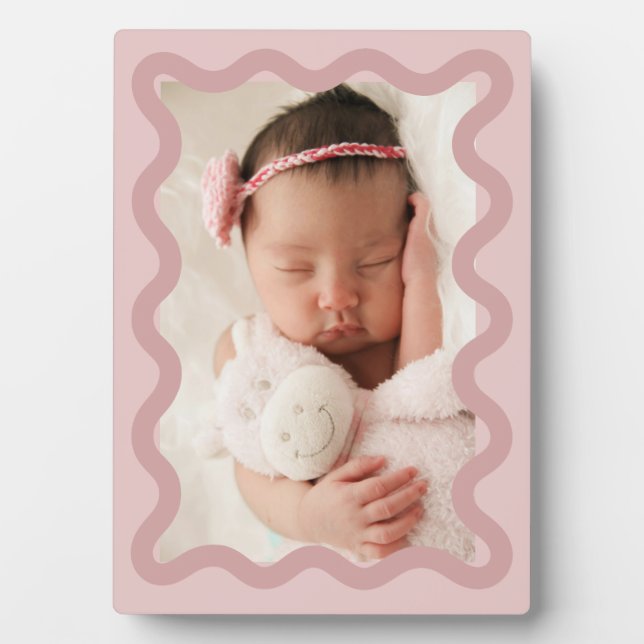 Adorable Pink Squiggly Photo Plaque (Front)