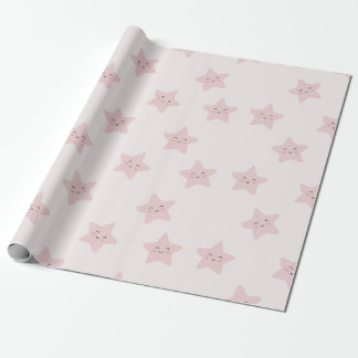 Adorable pink stars  wrapping paper